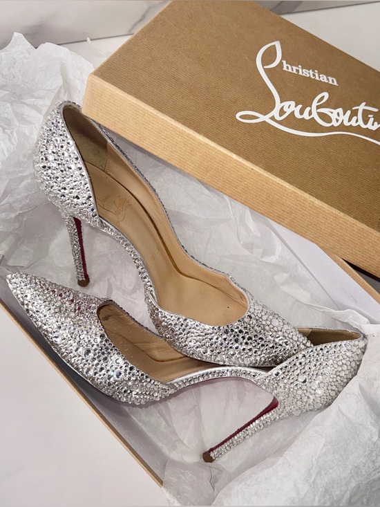 Christian Louboutin Shoes - Christian Louboutin Iriza Silver Strass Crystal Heels Size 36.5 / 6.5